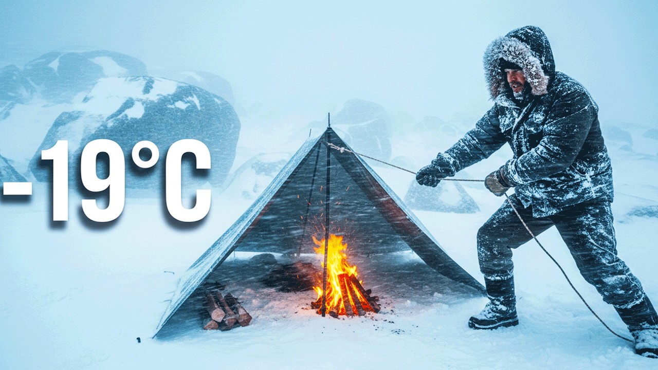 Man Survived in a -19°C Blizzard in a Hot Tent | Extreme Off Grid Winter Life