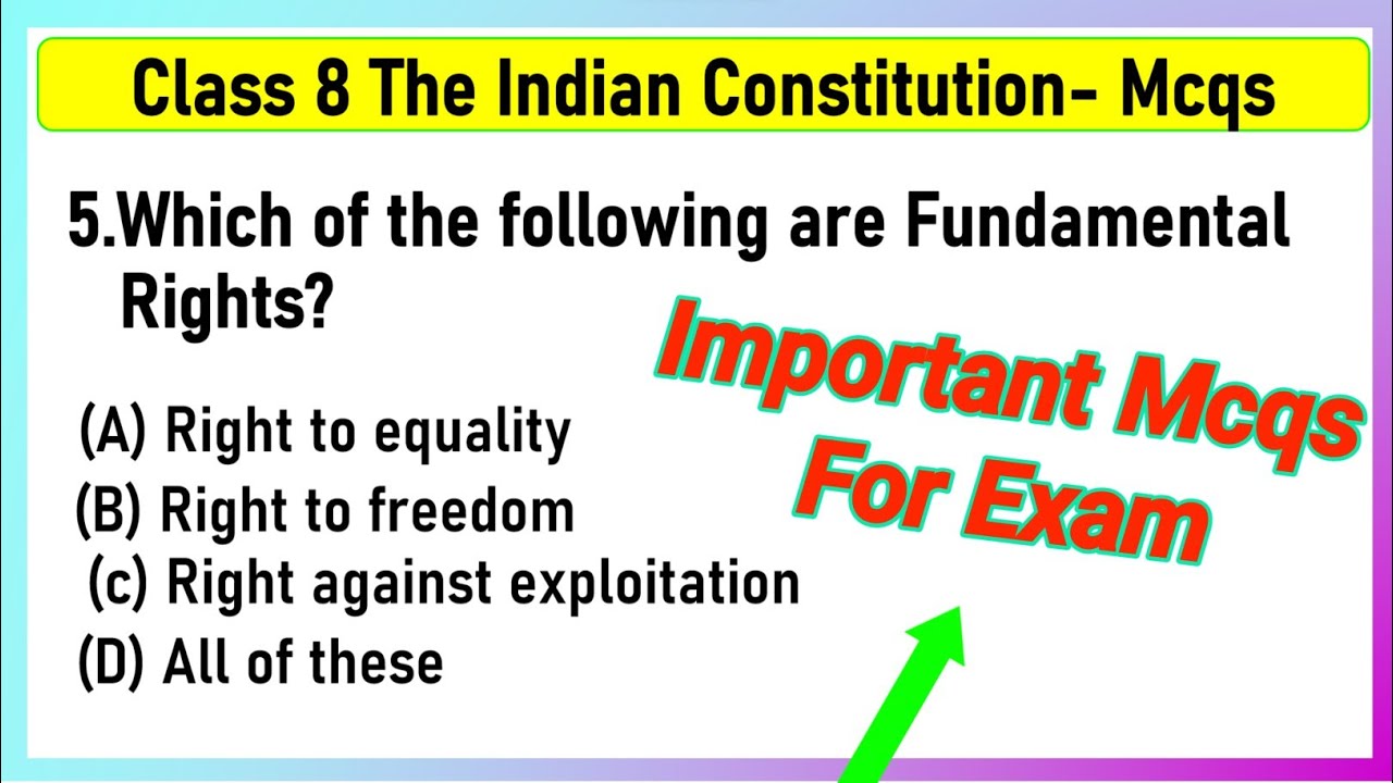 Class 8 Civics Chapter 1 The Indian Constitution MCQ With answers | Civics class 8 chapter:1 MCQ