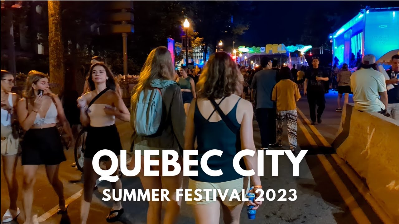 4K HDR Night Walk During Festival d'été de Québec | Saint Jean Street to Grande Allee