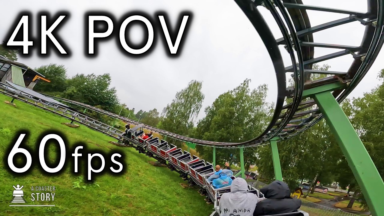 Gruvbanan (Long Powered Coaster in the Rain) - Skara Sommarland 4K60 Back Car POV