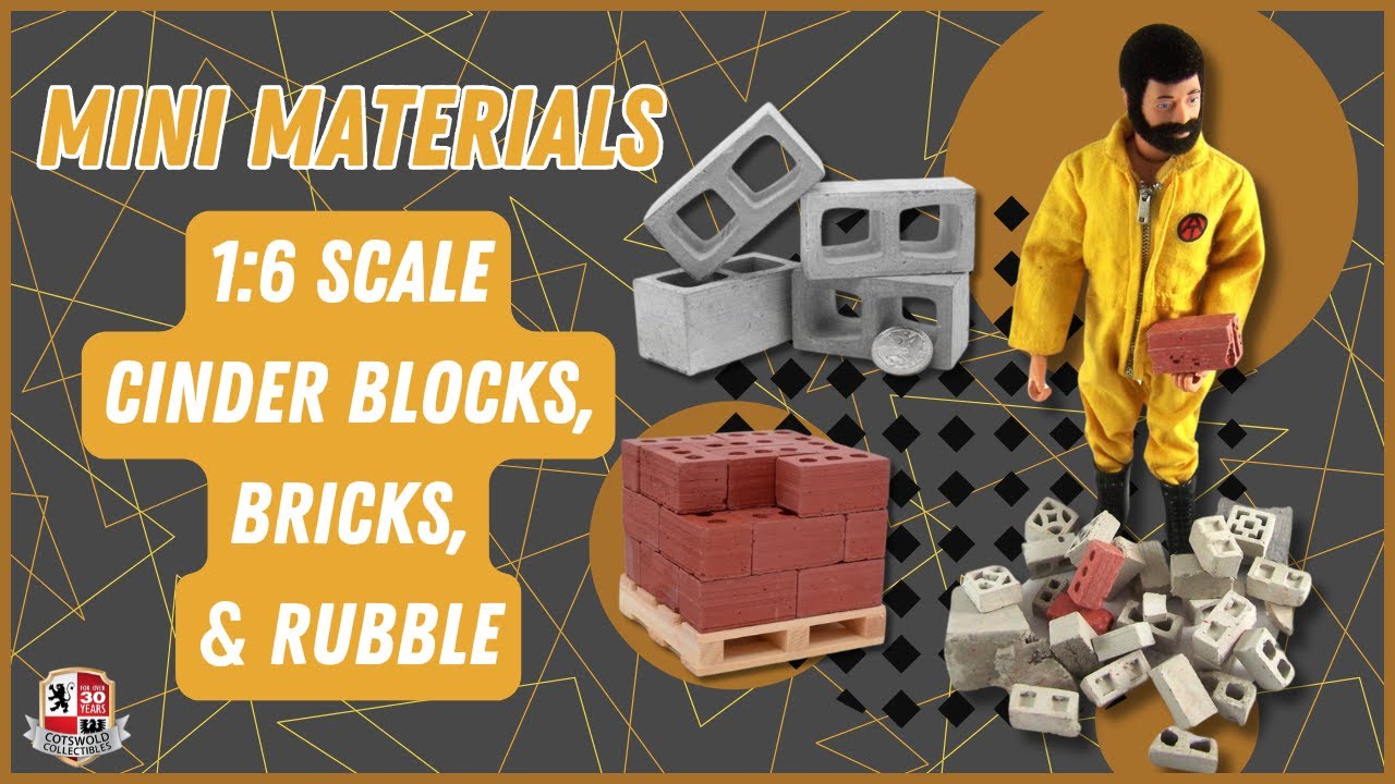 Mini Materials: 1:6 Scale Cinder Blocks, Bricks, & Rubble!