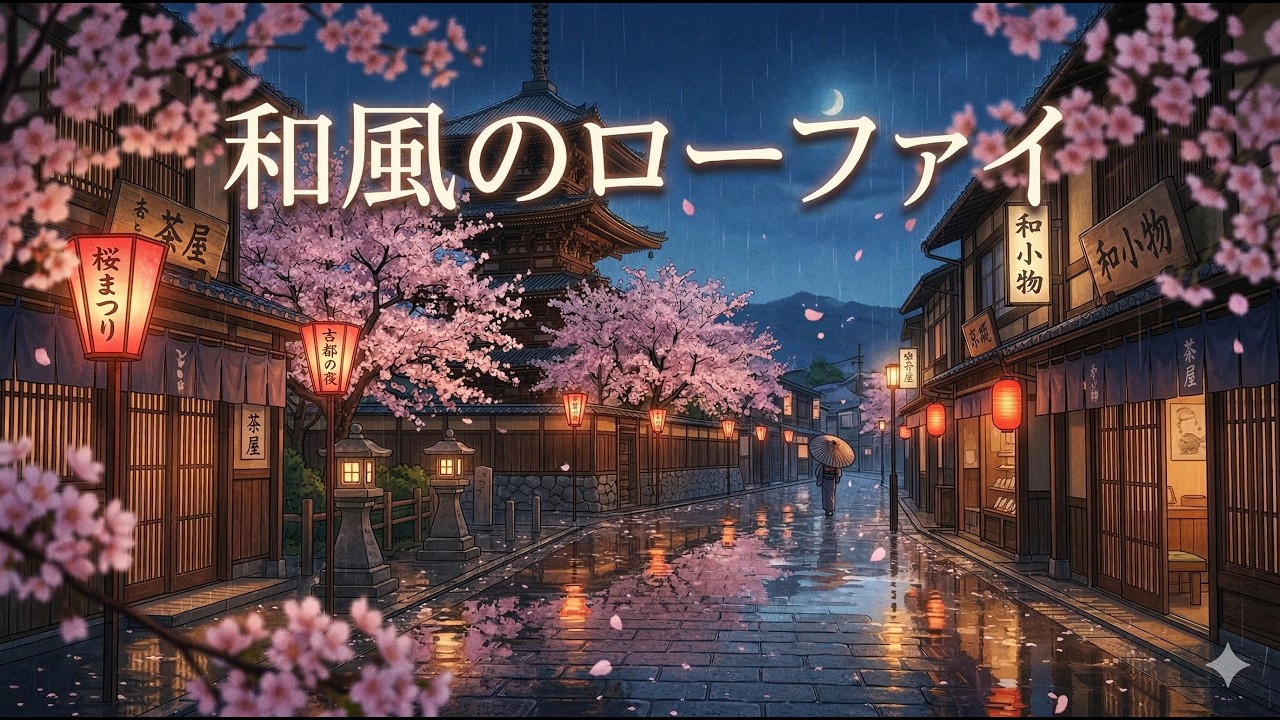 Rainy Kyoto Nights 🌙 Japanese Lofi Beats for Relaxing / Studying