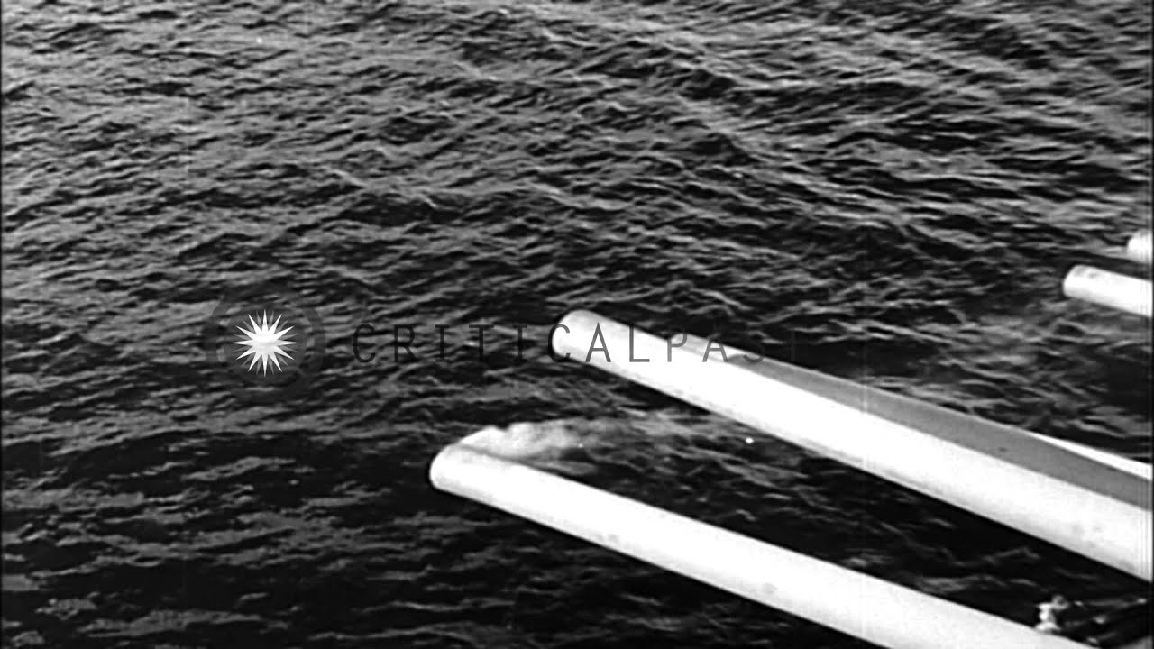 Coordinating naval gunfire during US invasion of Okinawa in World War II. Destroy...HD Stock Footage
