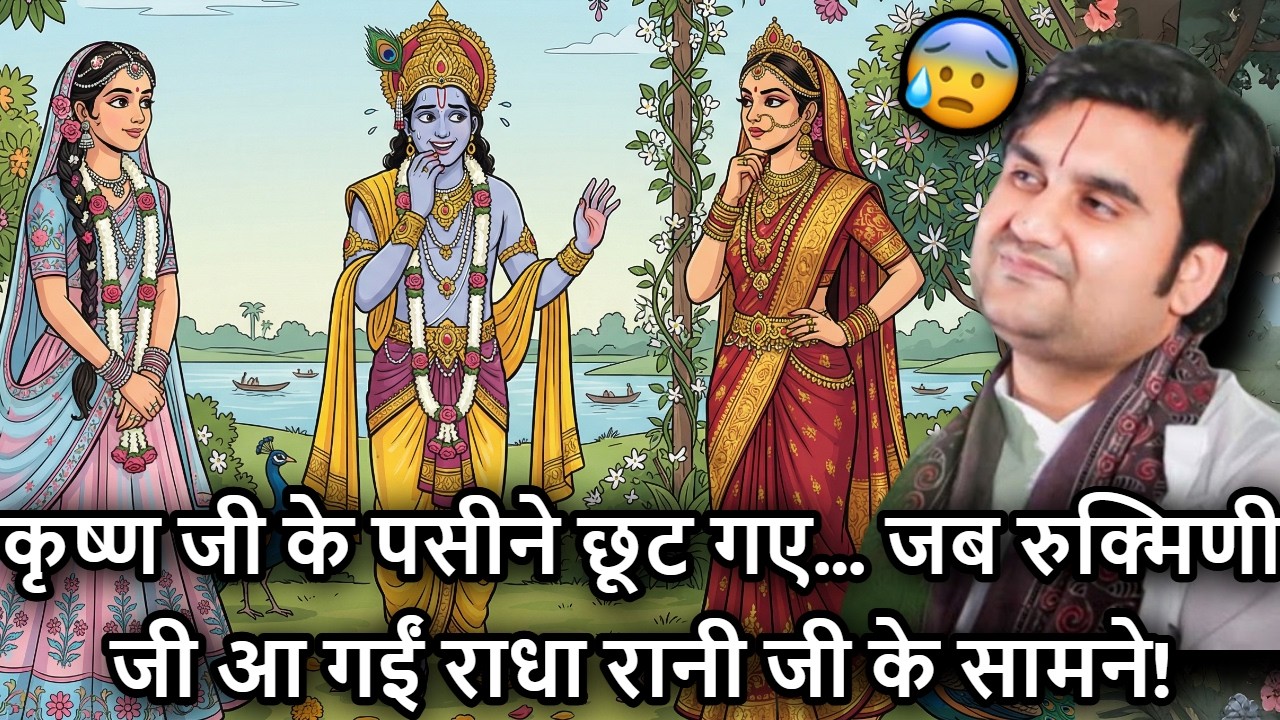 😅🐚 Krishna Ji Ke Paseene Chhoot Gaye 💦… Jab Rukmini Ji Aa Gayi 💀 Radha Rani Ji Ke Saamne