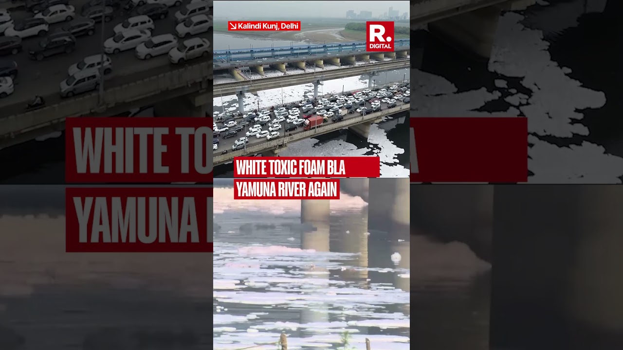 Toxic Foam Covers Yamuna River Near Delhi's Kalindi Kunj