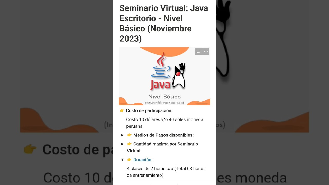 Seminario Virtual Lenguaje de Programaci&oacute;n Java Nivel B&aacute;sico (Noviembre 2023) #seminariovirtual