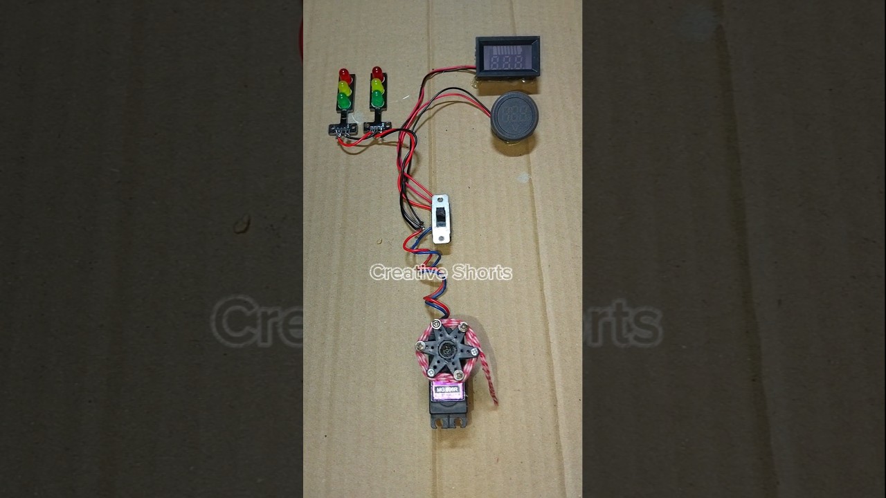 Powering Two Traffic Light and Two Voltmeter With A Gear Motor Generator _ DC Motor #dcmotor #shorts