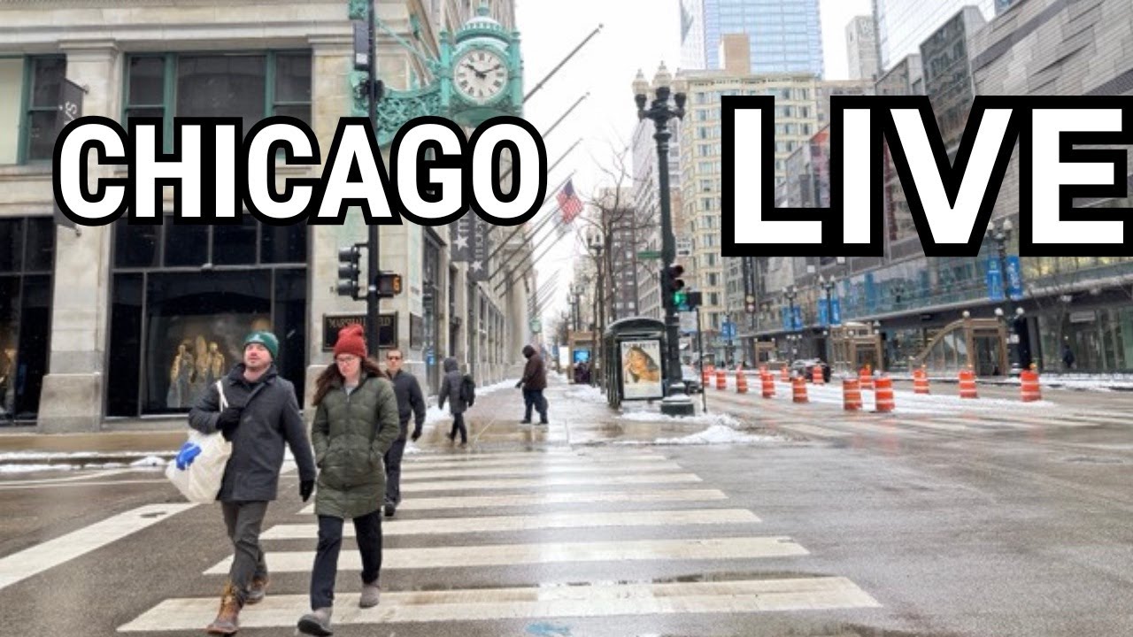 Chicago LIVE Winter Snow Walk (January 31, 2026) No Talking City Sounds 22°F