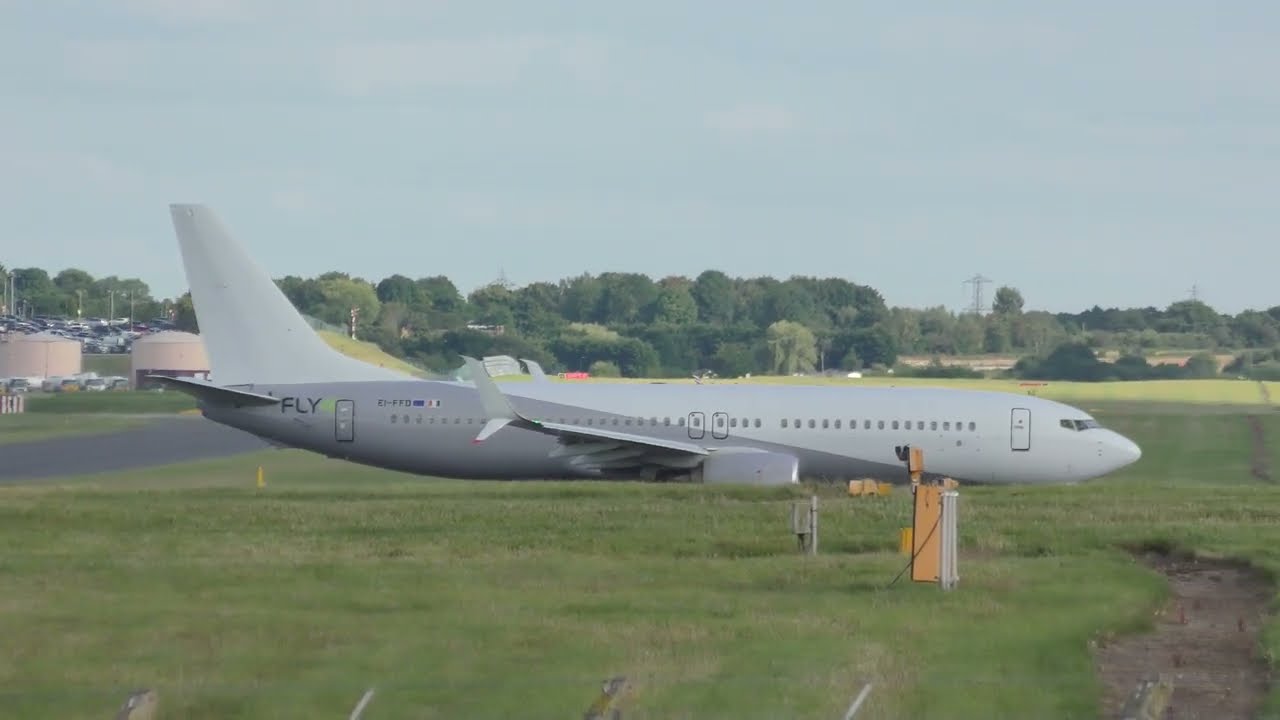 Fly4 Airlines EI-FFD  Boeing 737-800 departing Birmingham Airport for TFS