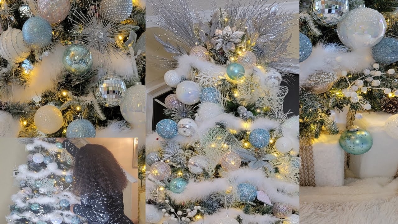 HOW I DECORATE  MY DIY FLOCKED CHRISTMAS TREE|  USING FEATHER BOA | TWO WAYS