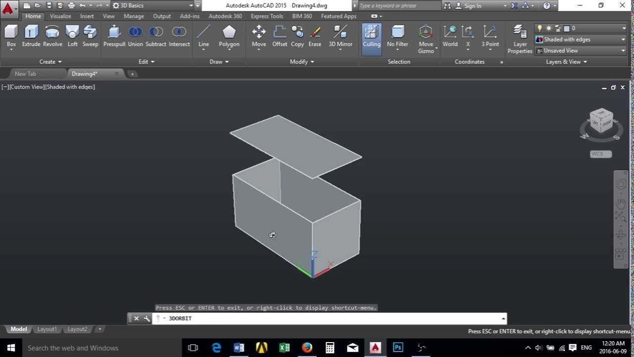 AUTOCAD  tank(hollow box)