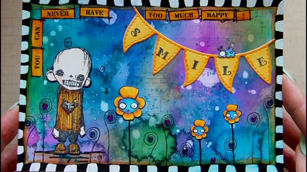 Mixed Media Art Postcard - Smile