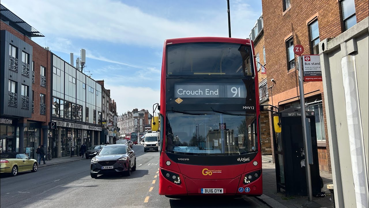 FULL ROUTE VISUAL|London General Bus Route 91|Trafalgar Square - Crouch End|MHV12(BU16 OYW)