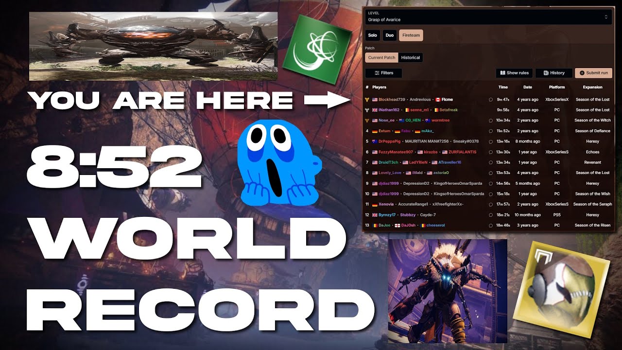 Grasp of Avarice Speedrun FWR (8:52) | Destiny 2