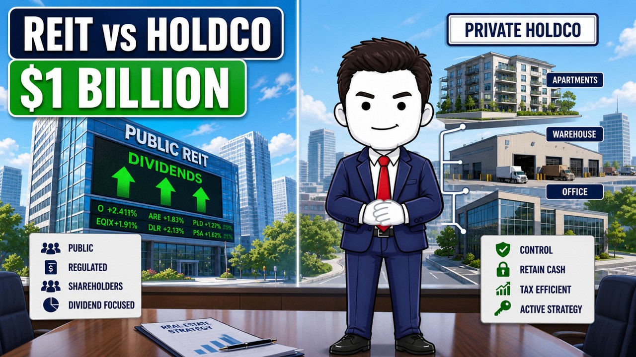 The Economics of Owning a $1 Billion Real Estate Holding Company (REIT vs HoldCo)