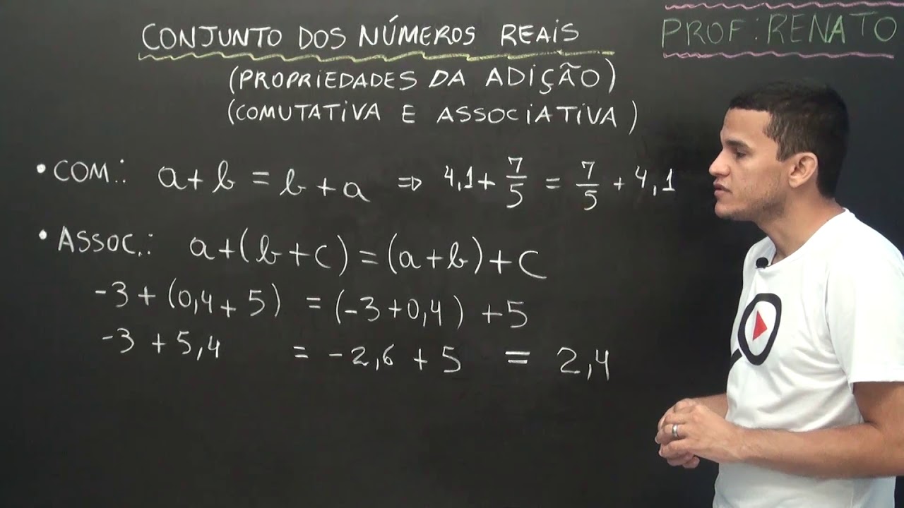 Conjunto dos Números Reais (propriedades da adição, comutativa e associação)