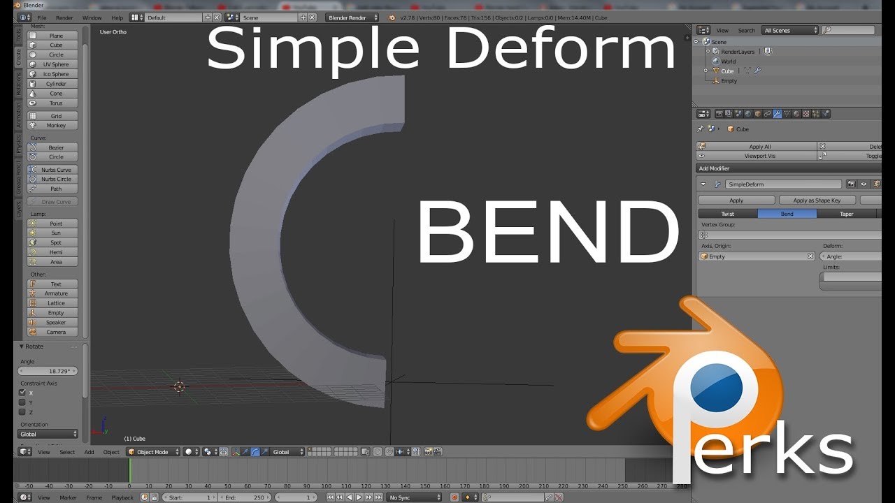 Blender | Simple Deform : Bend Modifier