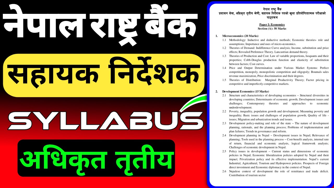 सहायक अधिकृत तृतीय पाठ्यक्रम [नेपाल राष्ट्र बैंक] NRB 6th Level Syllabus | NRB Syllabus 2082