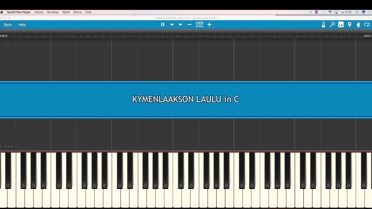 KYMENLAAKSON LAULU in C Synthesia- koskettimet