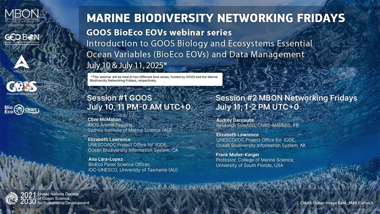 Marine Biodiversity Networking Friday with GOOS Biology and Ecosystems Essential Ocean Variables
