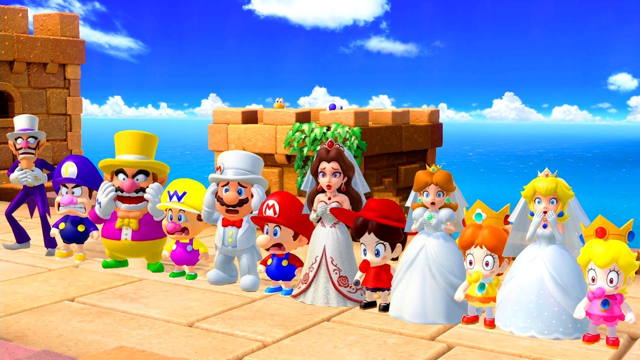 Super Mario Party Minigames - Peach Vs Baby Pauline Vs Baby Waluigi Vs Baby Wario (Master CPU)