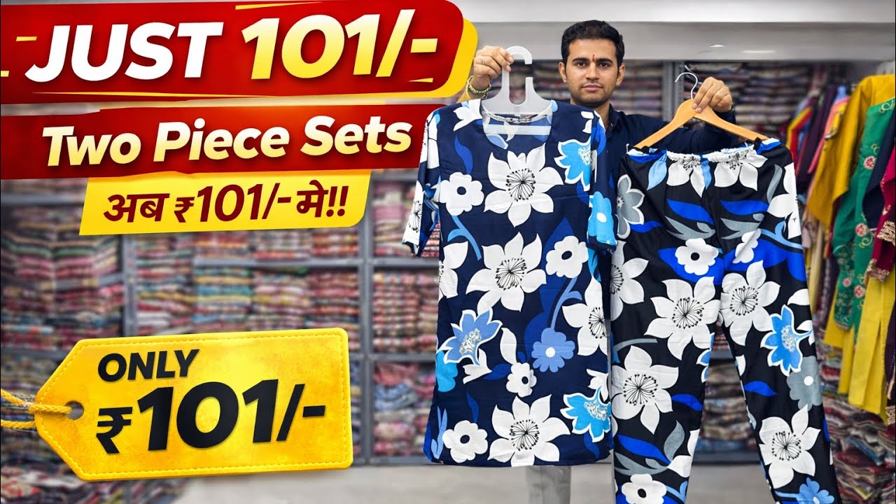 सिर्फ ₹101 में Two Piece सेट 😱 | लेडीज़ के लिए बजट ड्रेस कलेक्शन,Surat Saree wholsale Market 