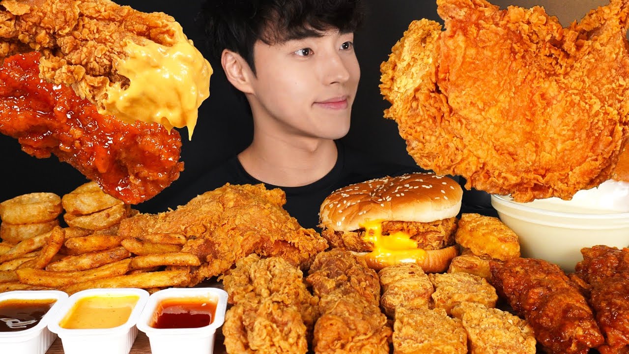 ASMR MUKBANG FRIED CHICKEN & BURGER & CHICKEN NUGGETS & FRIES & ONION RINGS🍔 MUKBANG COMPILATION