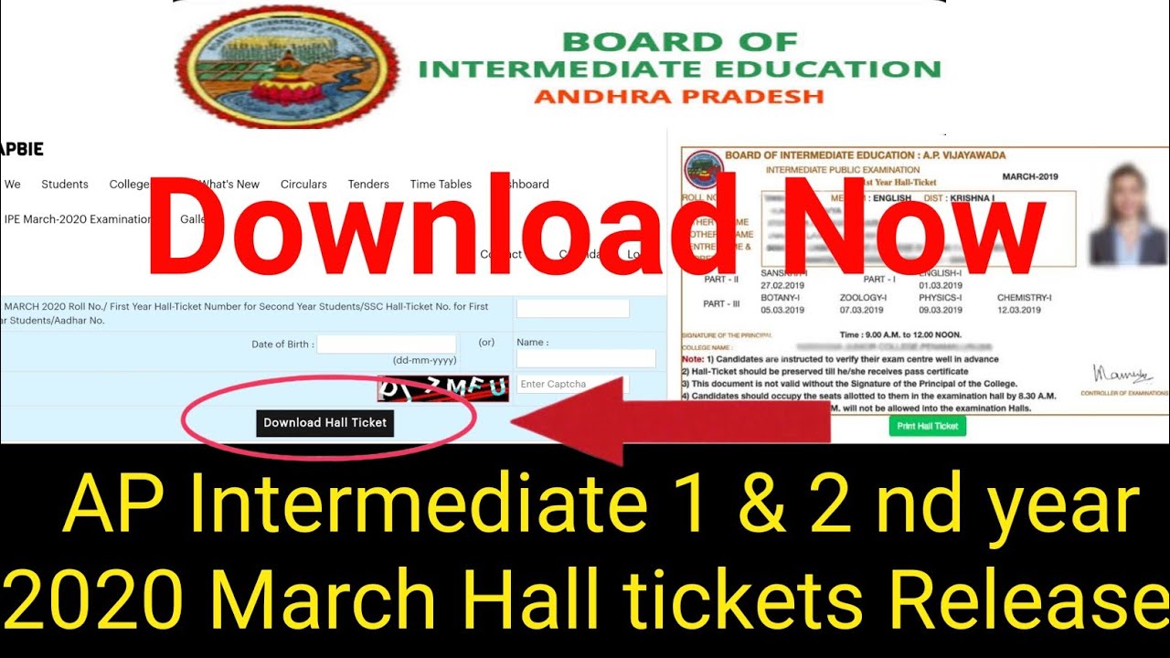 How to Download ap intermediate Hall tickets 2020 in Telugu