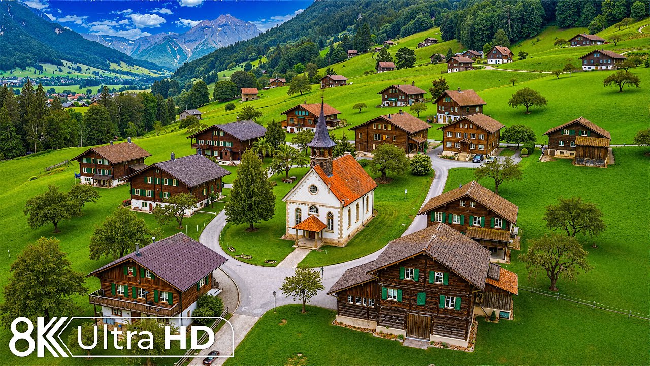 Switzerland 8K | Charming Villages Through Spring to Winter, Emerald Valleys & Snowlit Peaks
