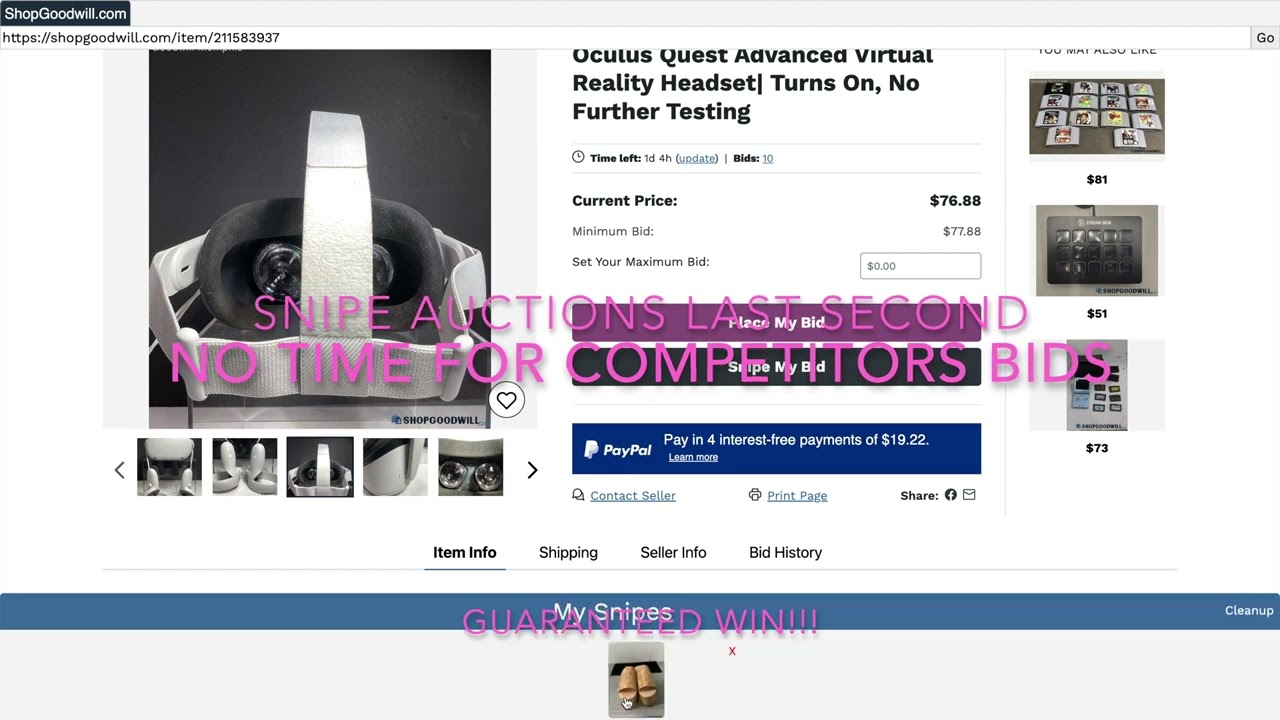 ShopGoodwill Auction Sniper: Win Last-Second Bids Automatically 🕐💥