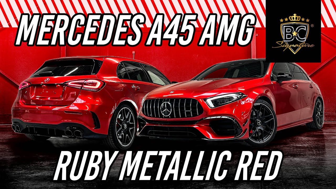Nieuwe Mercedes A45 AMG wrapped in PWF Ruby Metallic Red + XPEL PPF