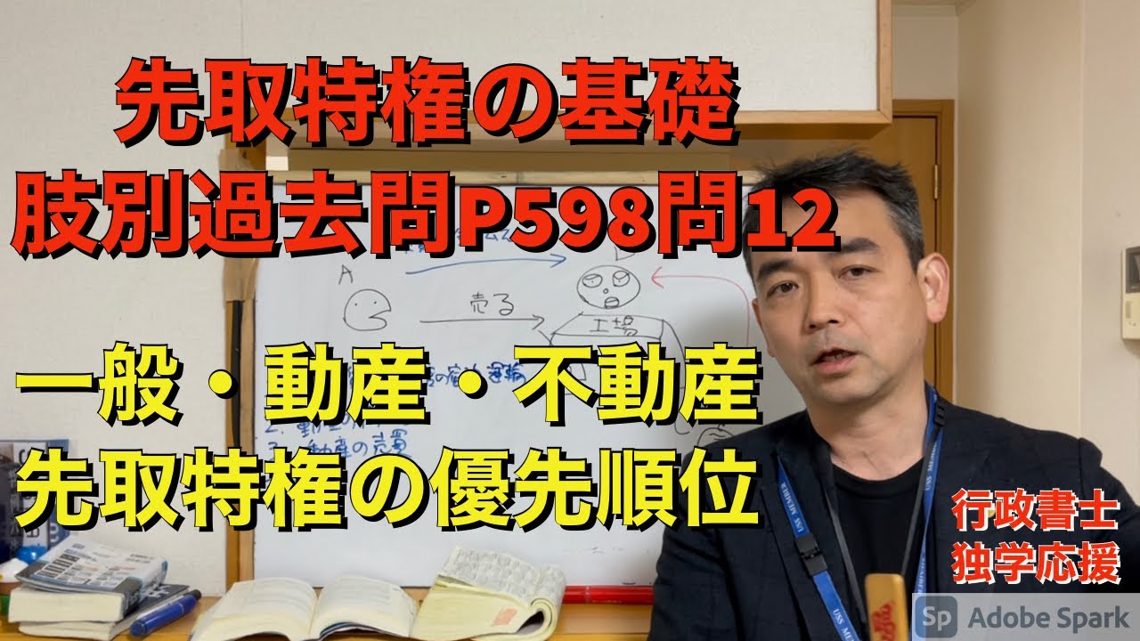行政書士　民法　先取特権の基礎　一般・動産・不動産　肢別過去問集　P598 問12