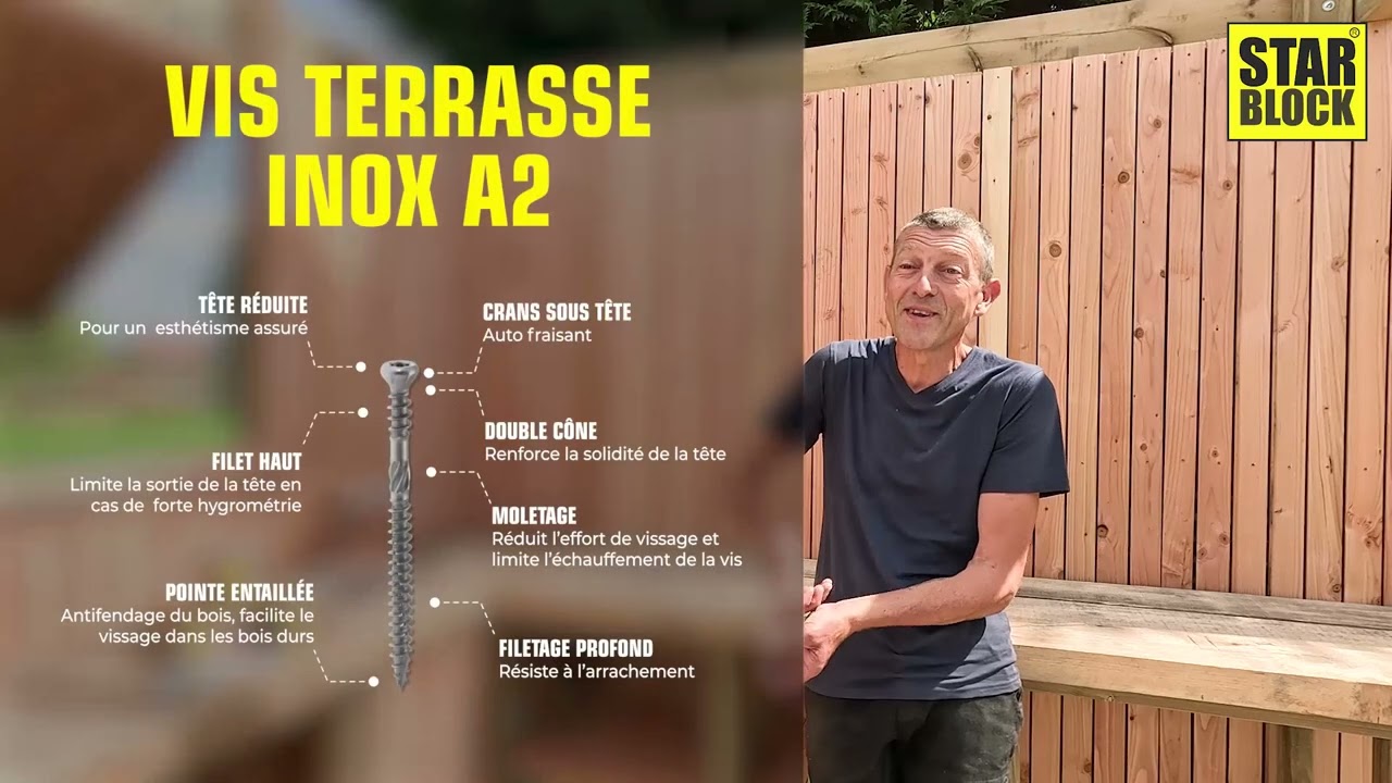 Vis terrasse inox A2 Starblock&reg; | Chantier terrasse & pergola 💪