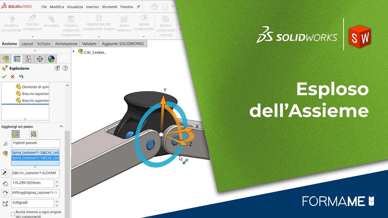 Esploso dell'assieme in SolidWorks