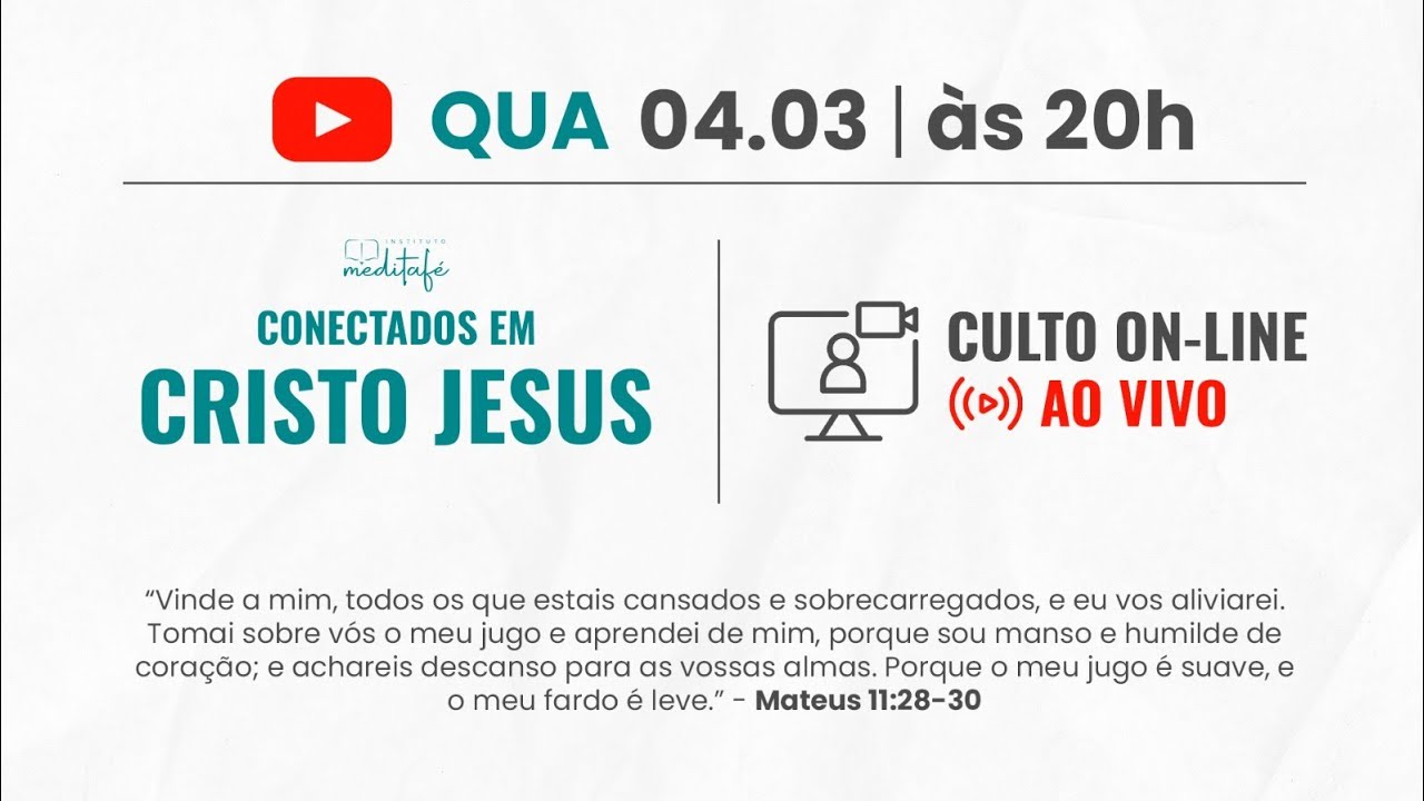 Culto Conectados em Cristo Jesus | 04/03/2026 - 20h - 2 Coríntios 4:7–10