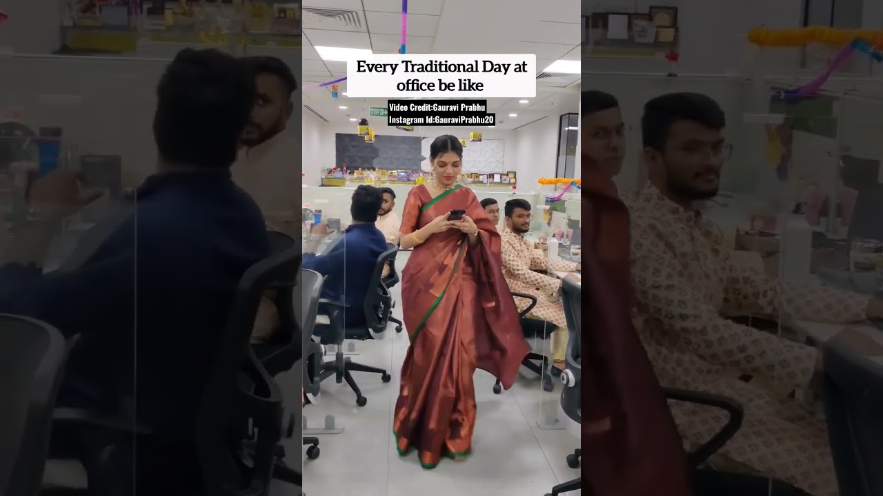 Traditional day at Office ❤️📸 #diwali #traditionalwear #officewear #saree #office #hdfcbank #viral