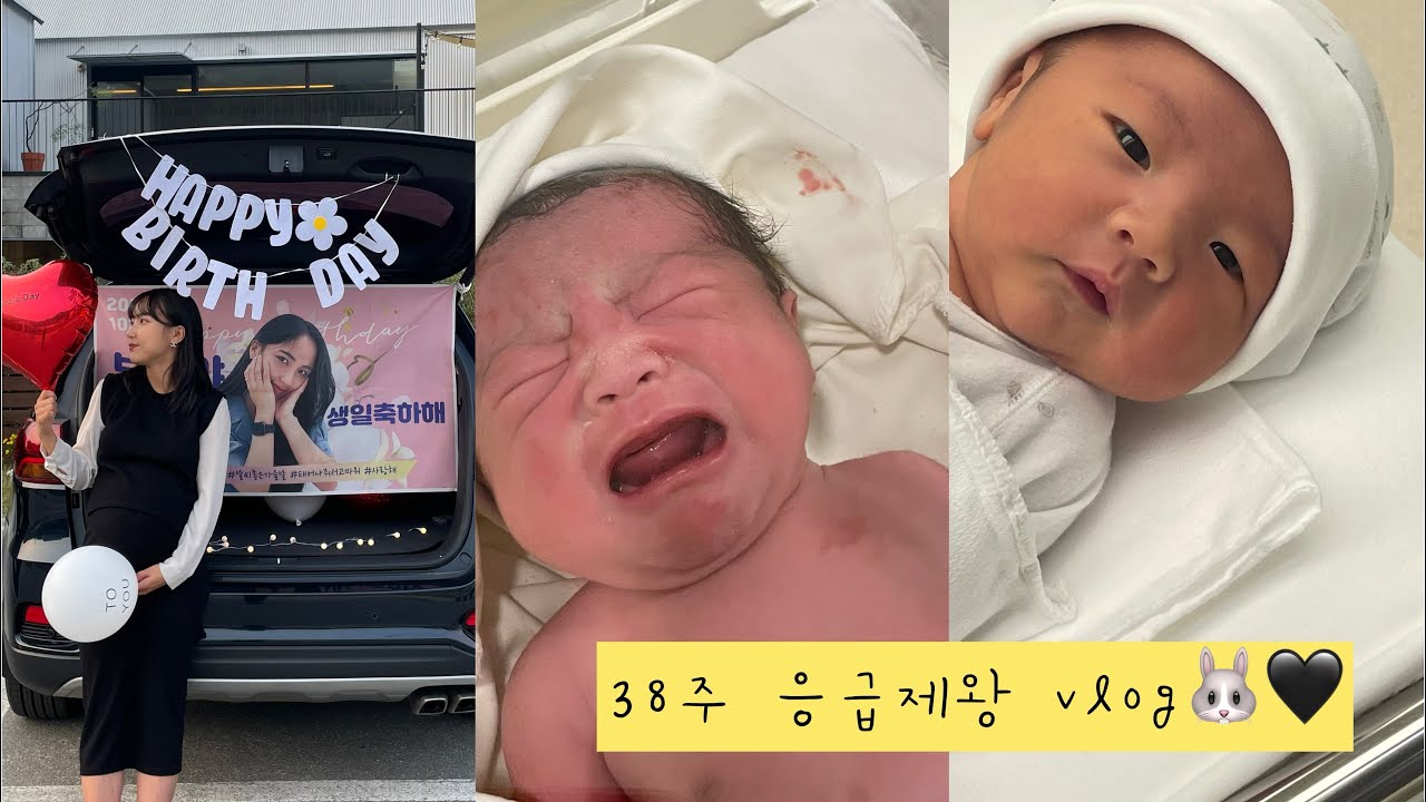 [38주/출산vlog]출산(?)을 해버렸습니다👼🏻/트리니움 제왕절개 5박 6일/약간의 생일 영상..?🎂