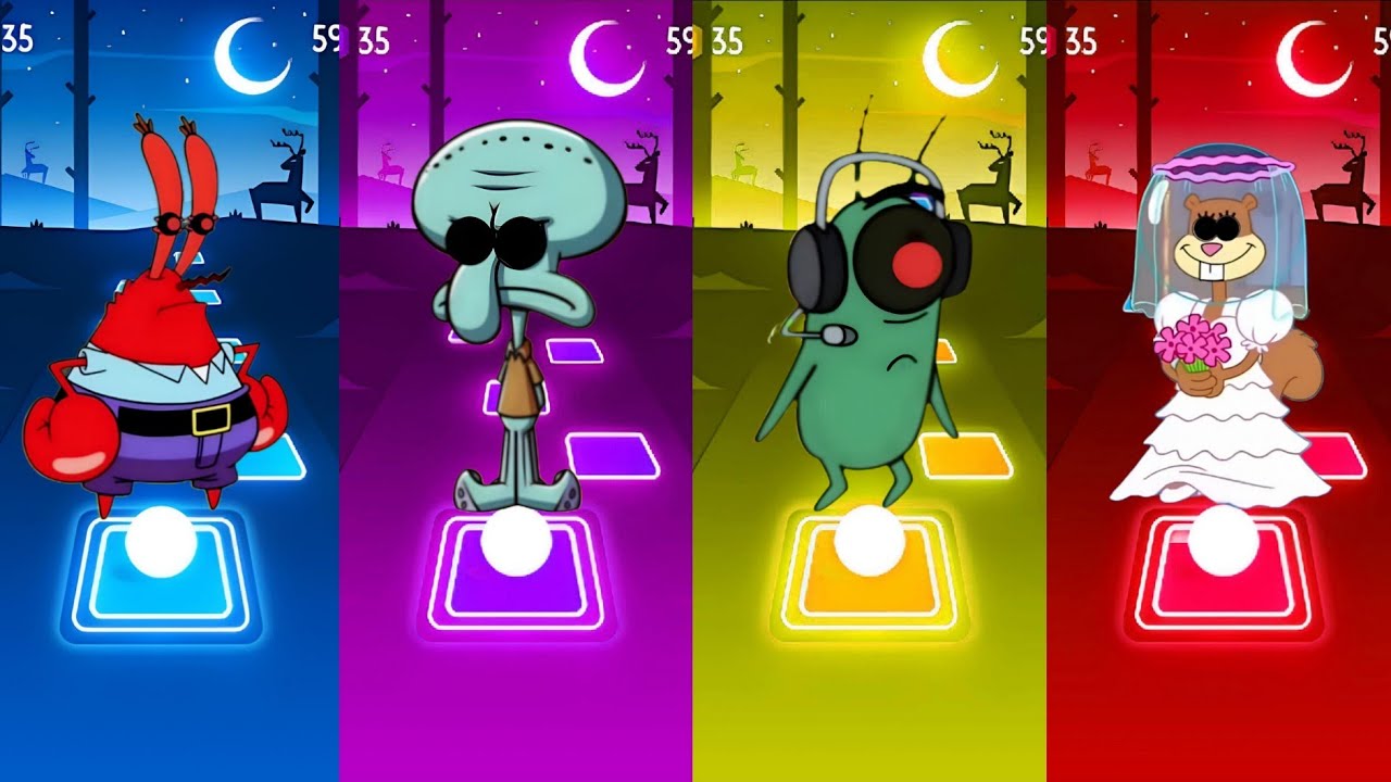 SANDY CHEEKS EXE  🆚 SQUIDWARD EXE 🆚 PLANKTON EXE 🆚 MR KRABS EXE | Tiles Hop Battle