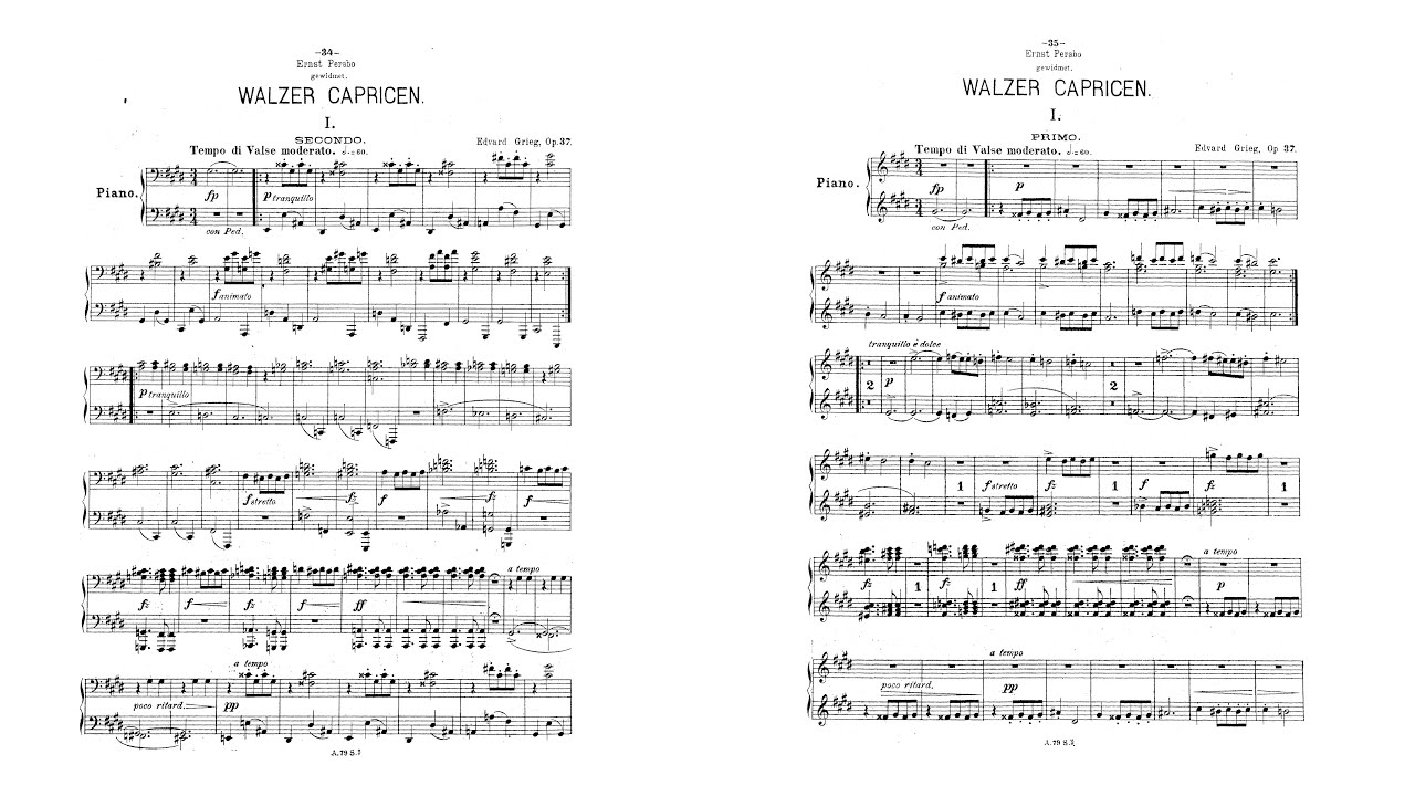Edvard Grieg - 2 Valse Caprices, op. 37 [With score]