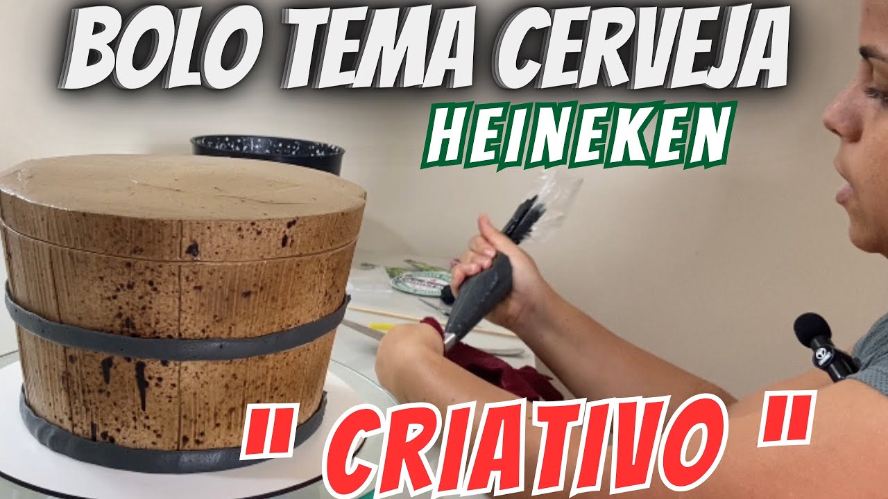 BOLO TEMA CERVEJA( chopp HEINEKEN ) Diferente e fácil de fazer 😄