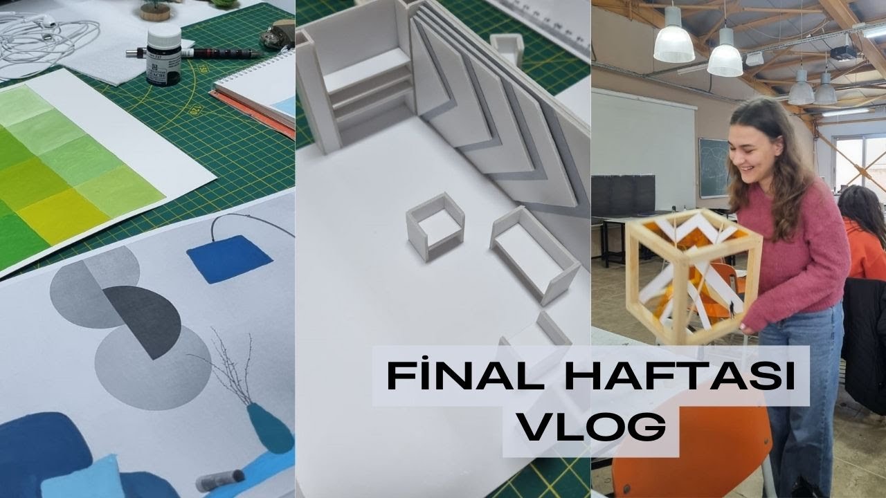 Final haftası / İç Mimarlık 1. Sınıf / Maket yapımı, Çizimler, Temel Strüktür Ödevleri