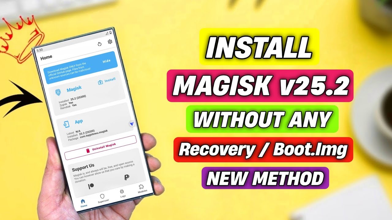 Install Magisk Root v25.2 Without Custom Recovery NO PC | Install Magisk Without Bootloader Unlock