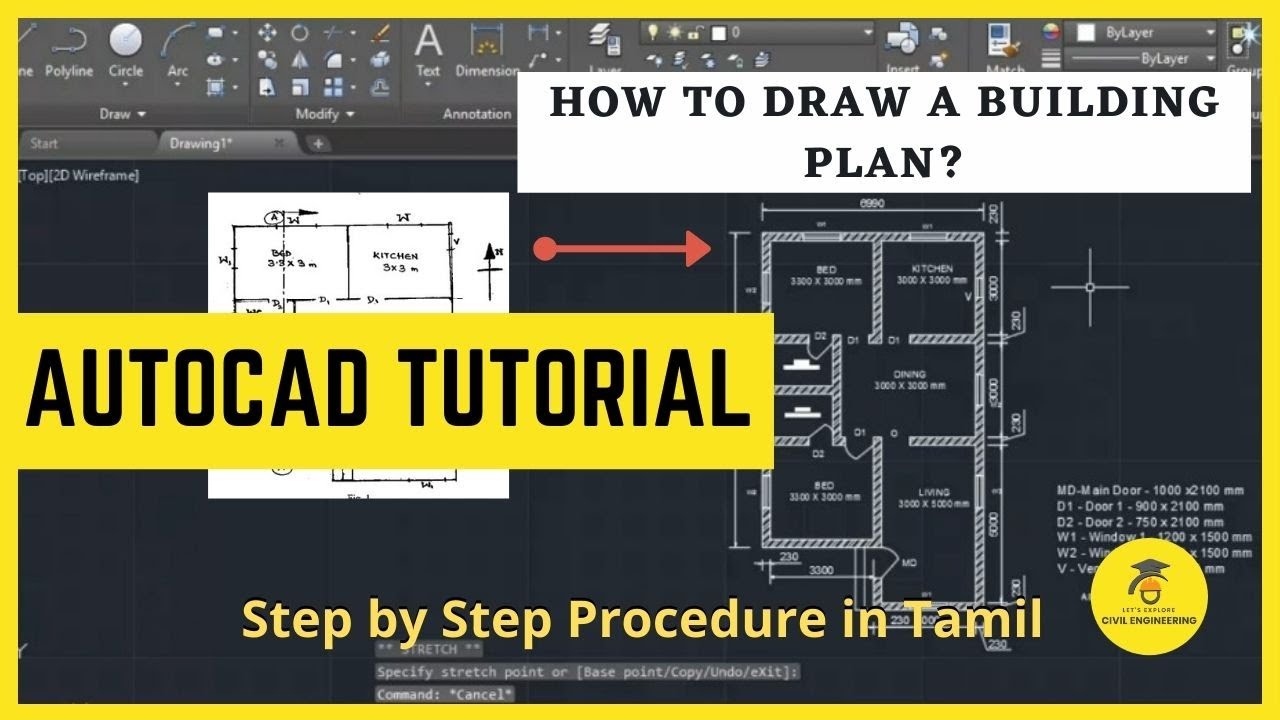 How to draw Building Plan in AutoCAD ? Full tutorial Tamil | Step by Step procedure @AutoCadTutorial