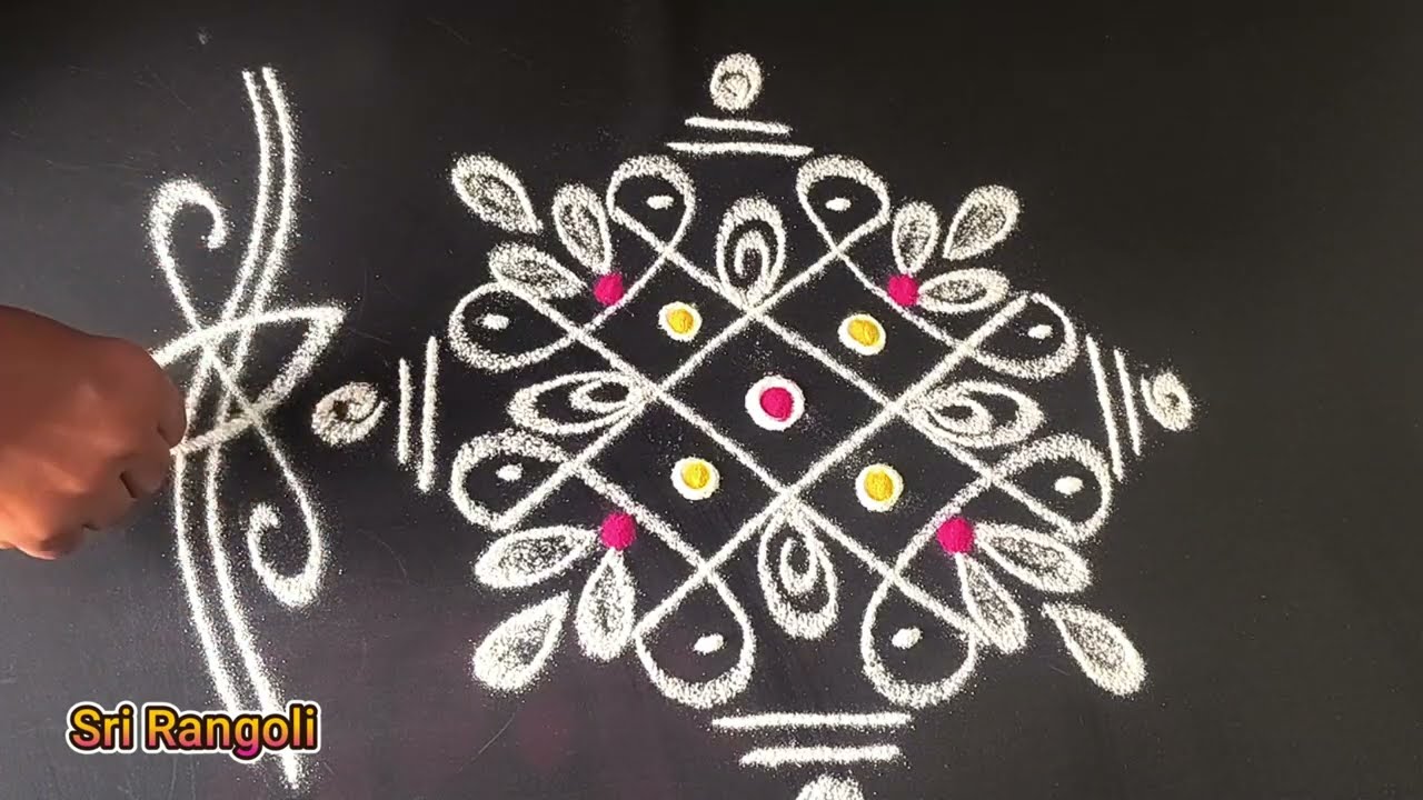 Easy Friday Rangoli Designs | 4 Dots Simple Kolam Designs |Melikala Muggulu Designs | BorderMuggulu
