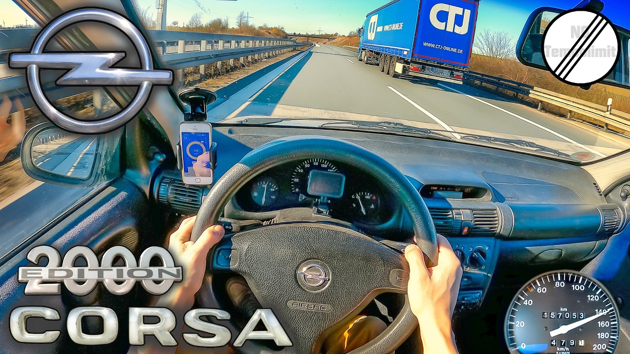 2000 Opel Corsa 1.2 16V Максимальная скорость Немецкий автобан POV
