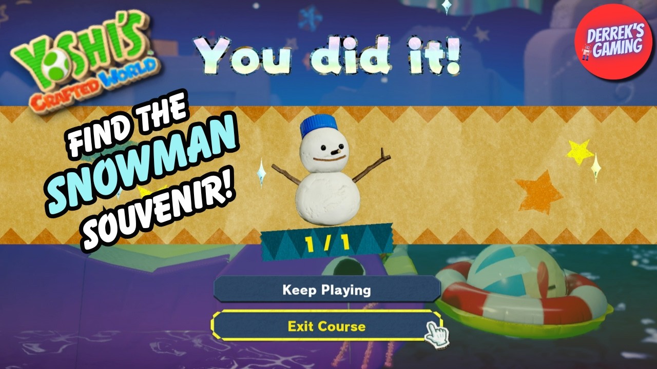 Yoshi's Crafted World | Slip-Slide Isle | Snowman Souvenir Hunt