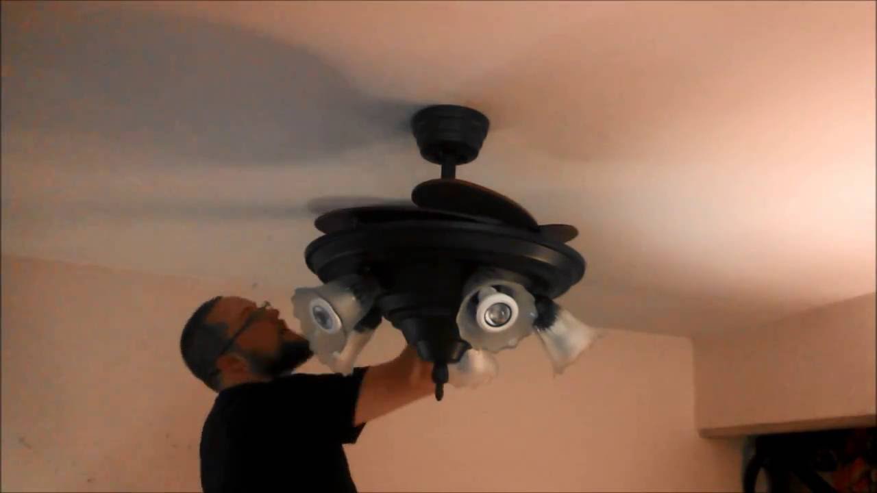 Removing an Island Fans Plantation Fans Ceiling Fan, Installing a Fanimation Air Shadow (sped up)