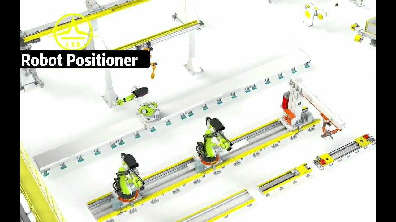 Robot  rotary welding positioner & linear track simulation, welding robotics cell automation system