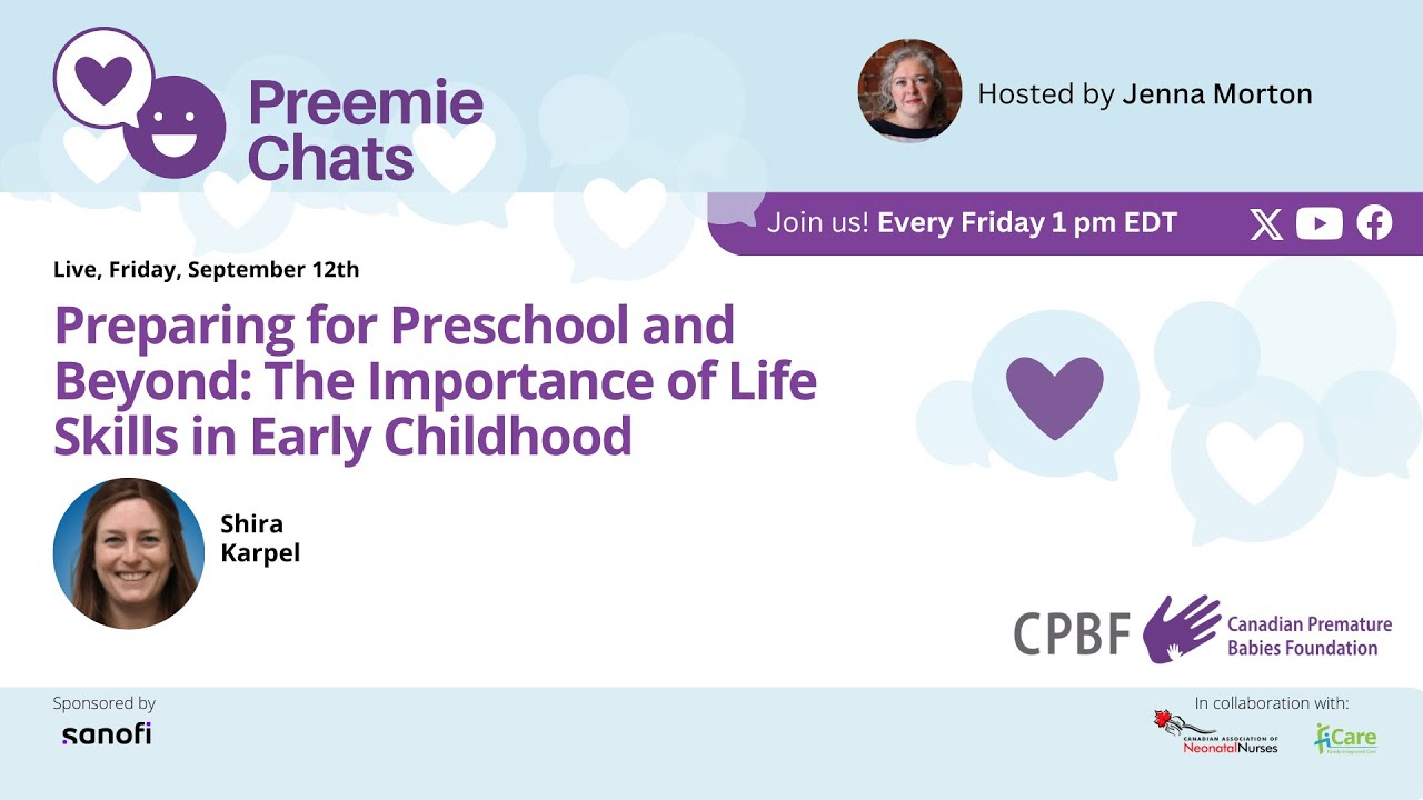 LIVE - Preemie Chats -Preparing for Preschool September 12 at 1 pm EDT