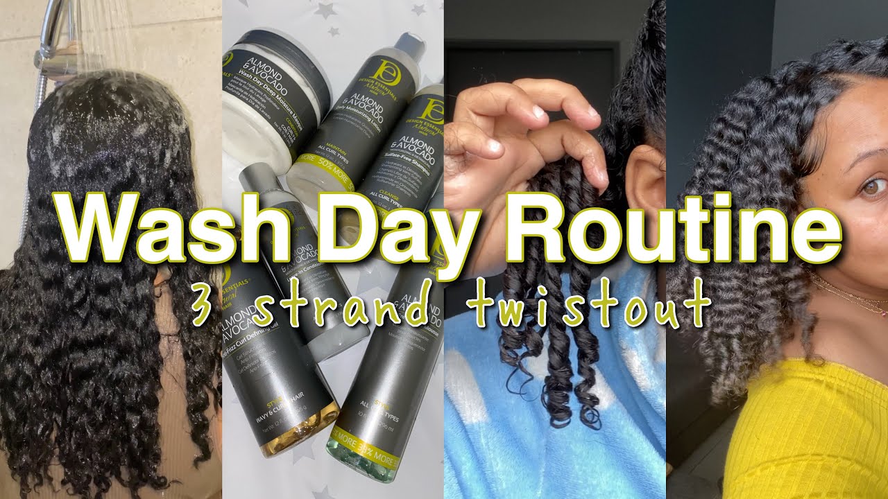 Washday Routine w/ twistout | Design Essentials Almond & Avocado Review